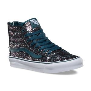Vans blue glitter Sk8 hi-top sneakers - size 7W / 5.5M